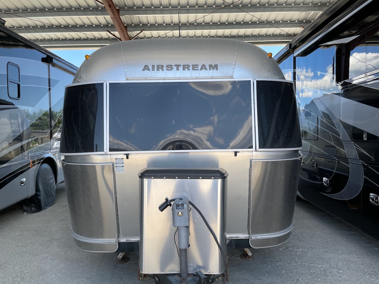 Airstream in covered storage facility in Okanagan Falls